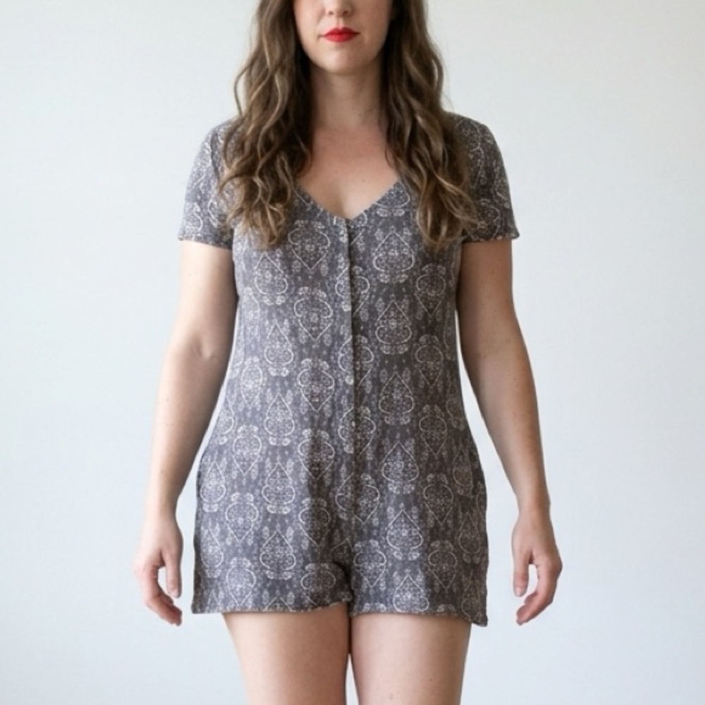 💥 PTP17 Tailored Romper Button Down Pocket Shortall Cotton Size M